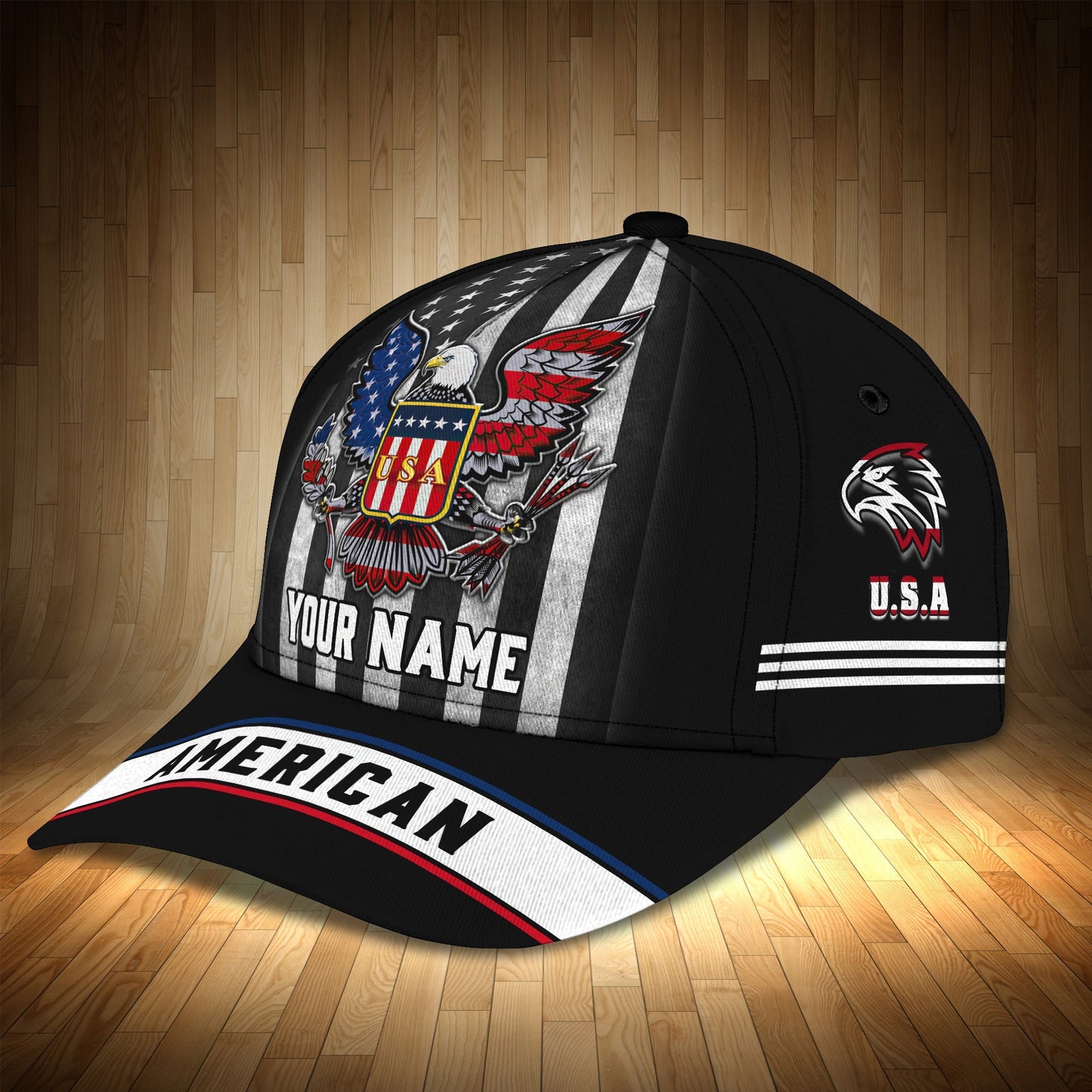 3D Classic Cap American Pride Personalized Name Cap55Lasfour CA1528