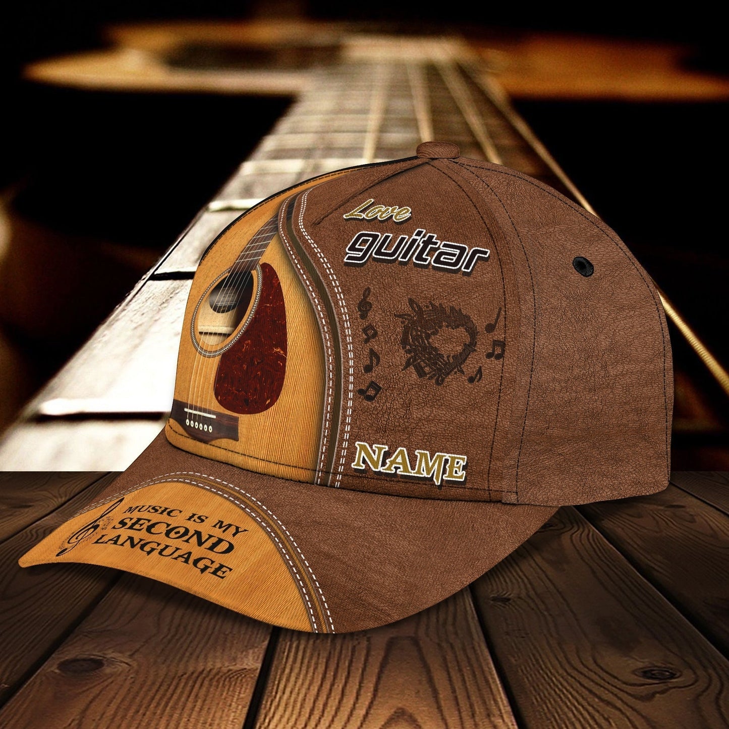 Customized Name Guitar Classic Cap Hat Full Printed For Man And Woman, Guitar Music Creative Baseball 3D Cap CO0429