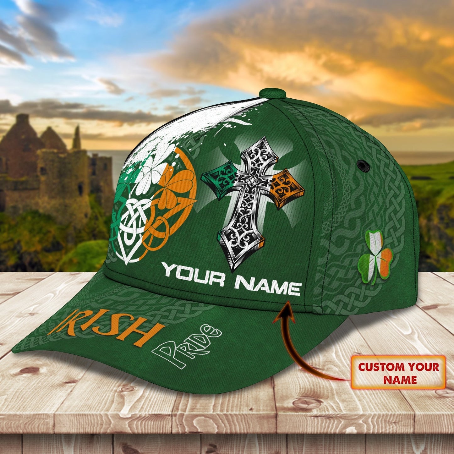 3D Classic Cap Irish Pride 01 Personalized Name Cap Lasfour CA2322