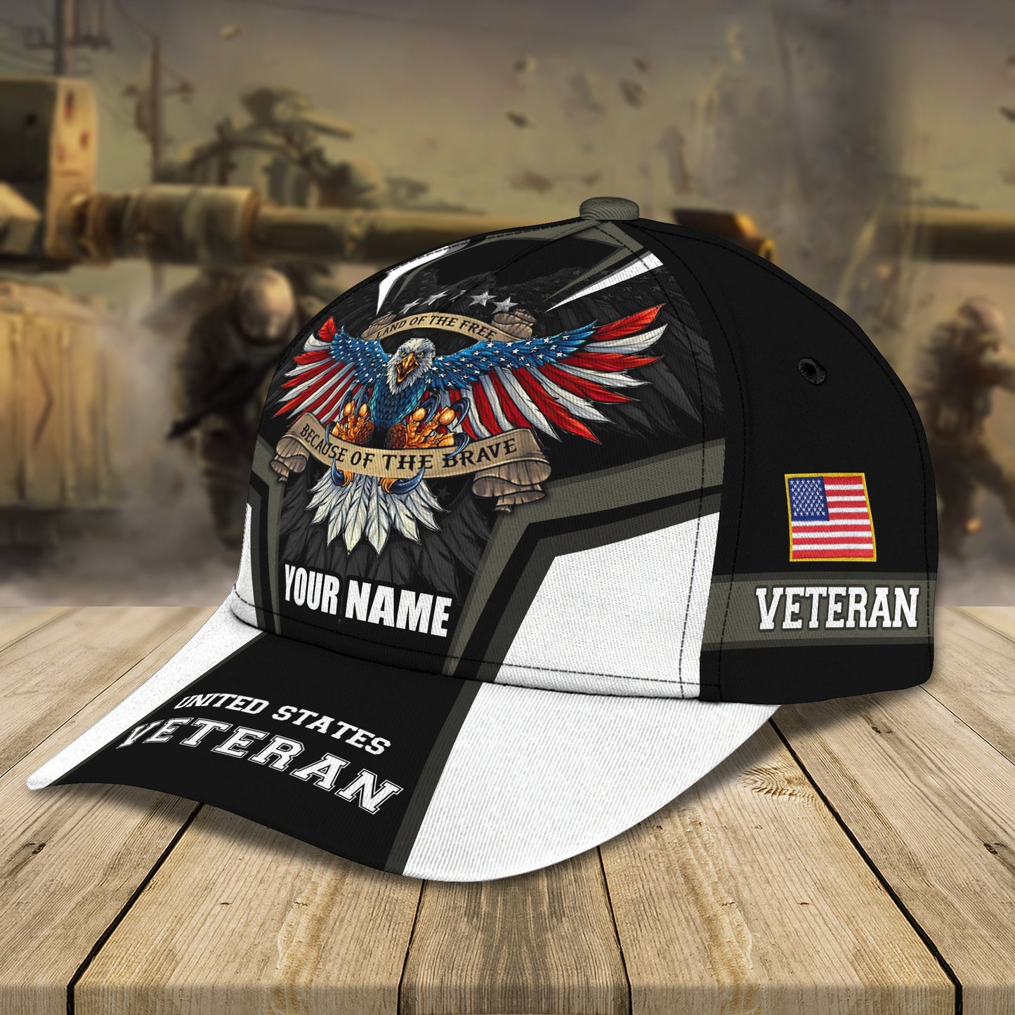 3D Classic Cap Veteran Personalized Name Cap 011 Lasfour CA1723