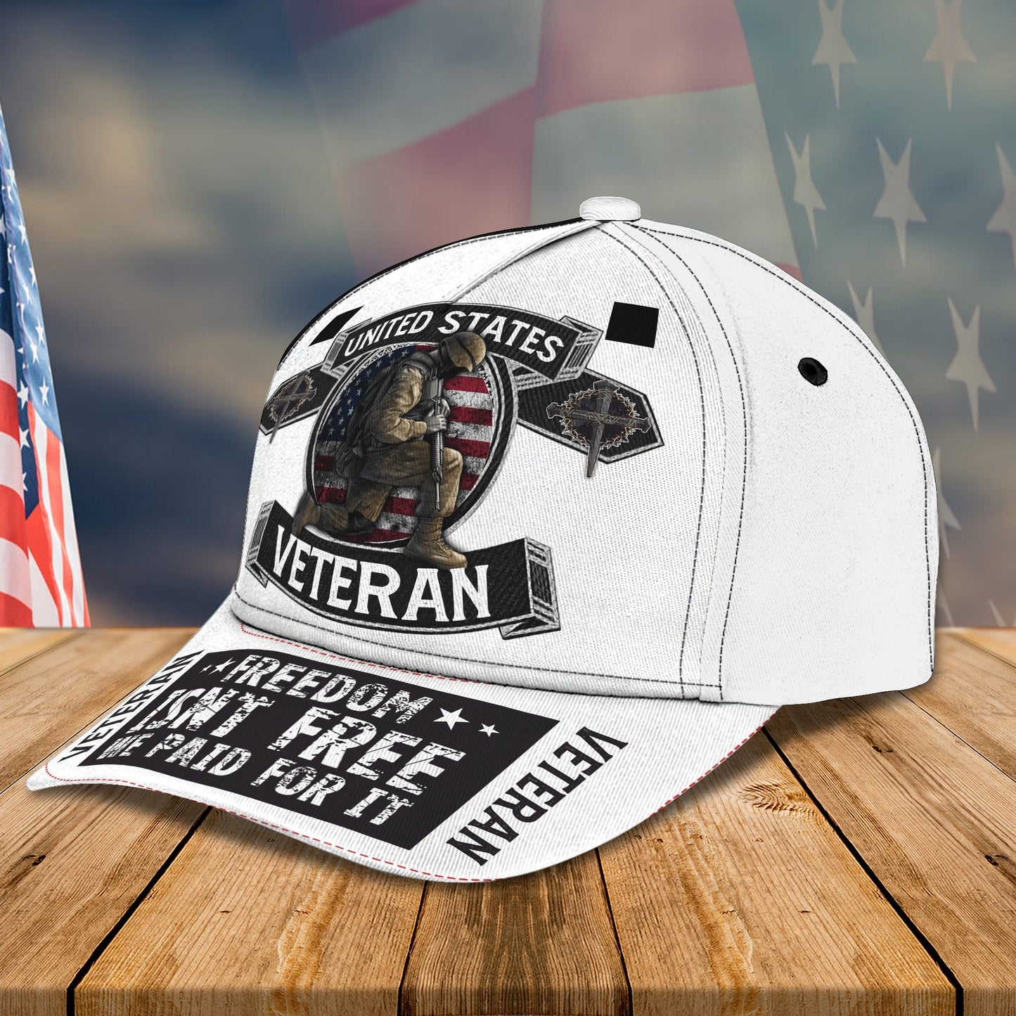 3D Classic Cap Veteran Freedom Personalized Name Cap Lasfour CA1767