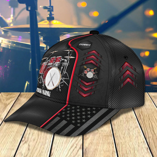 3D Classic Cap Drummer Personalized Name Cap Lasfour CA0818