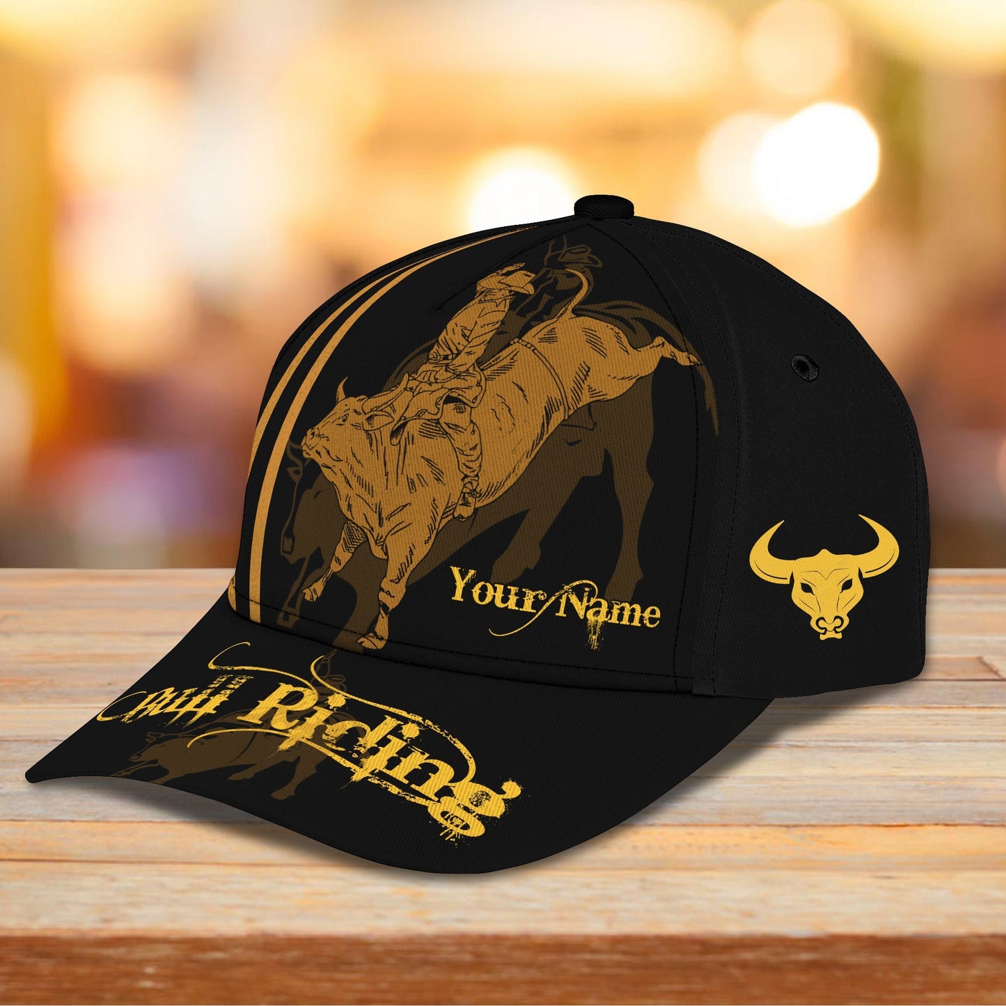 3D Classic Cap Bull Riding Personalized Name Cap 66 Lasfour CA1673