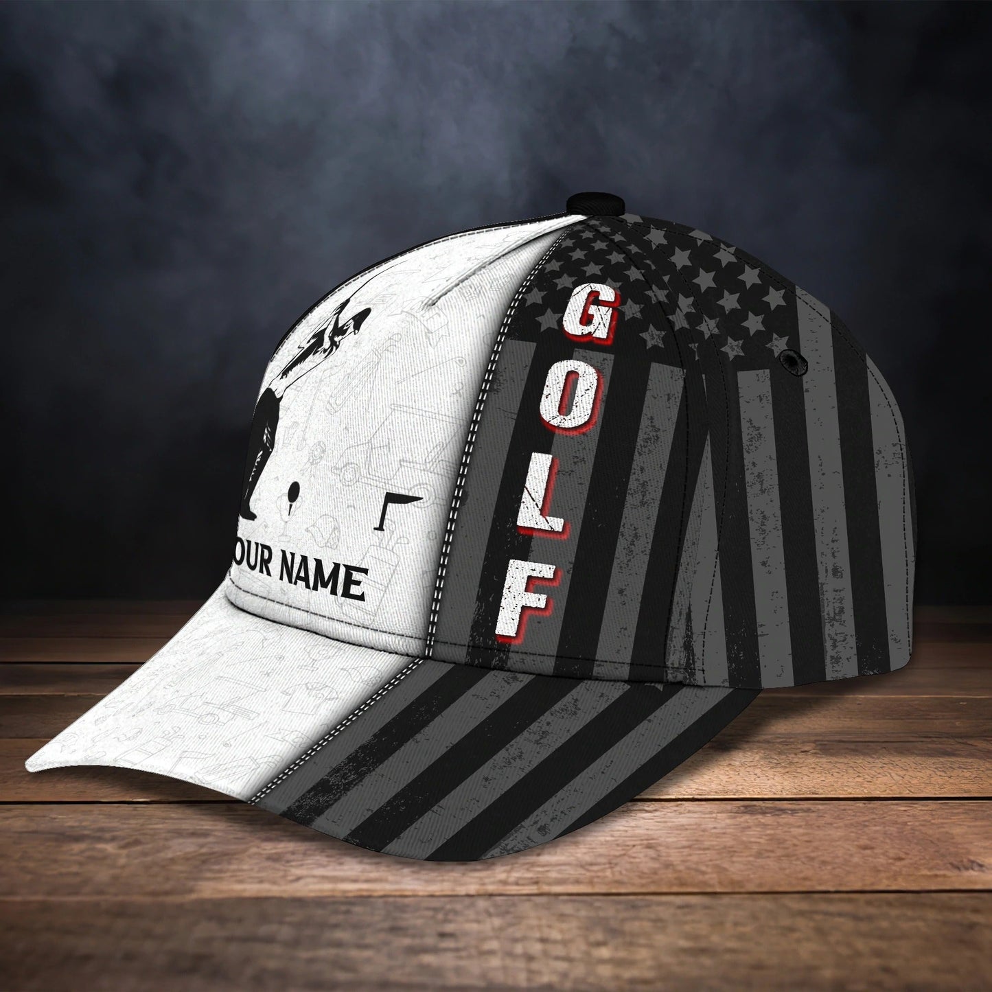 Personalized With Name Mens Golf Hat, 3D Full Print Baseball Cap For Golfer, All Over Print Golf Caps CO0343