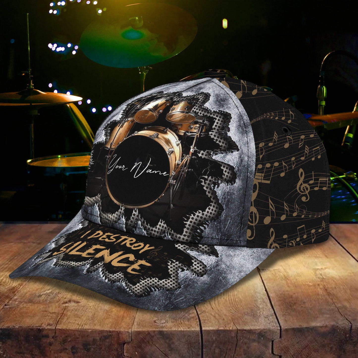 3D Classic Cap Love Drum 01 Personalized Name Cap Lasfour CA1361