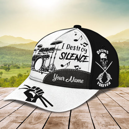 3D Classic Cap I Destroy Silence Personalized Name Cap Drum Lasfour CA1221