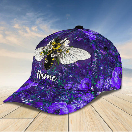 3D Classic Cap Bee Purple Personalized Name Cap Namacap084 Lasfour CA1462