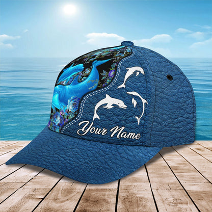 3D Classic Cap Love Dolphins Personalize Name Cap03 Lasfour CA1911