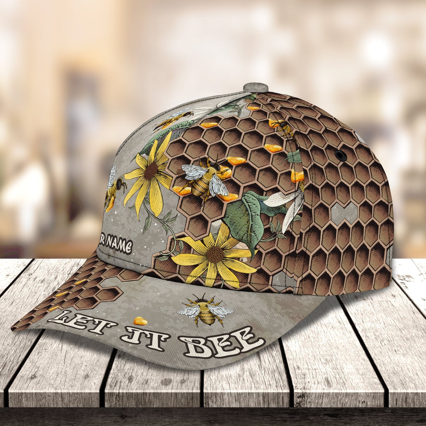 3D Classic Cap Bee 02 (New) Personalized Name Cap Lasfour CA2291