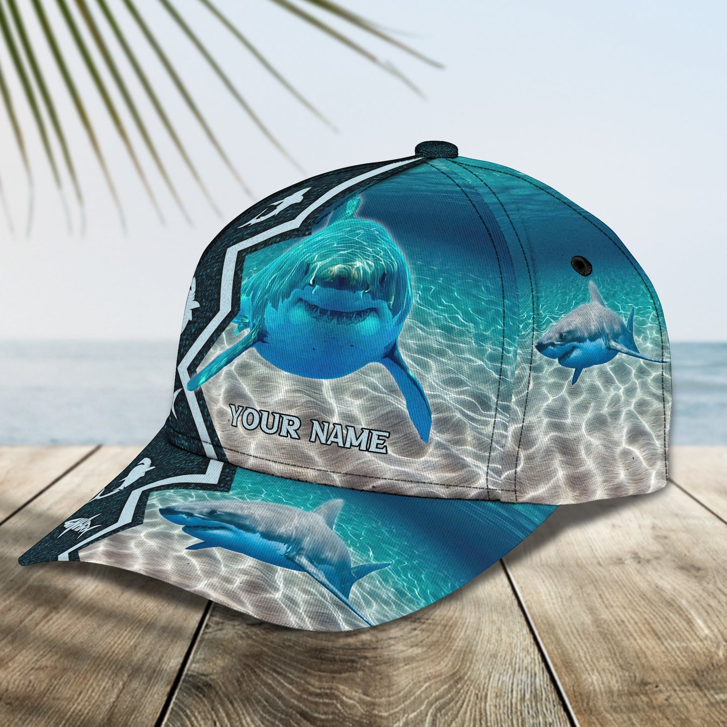 3D Classic Cap Shark Personalized Name Cap Ocean Hat Gift For Shark Lovers Lasfour CA2176