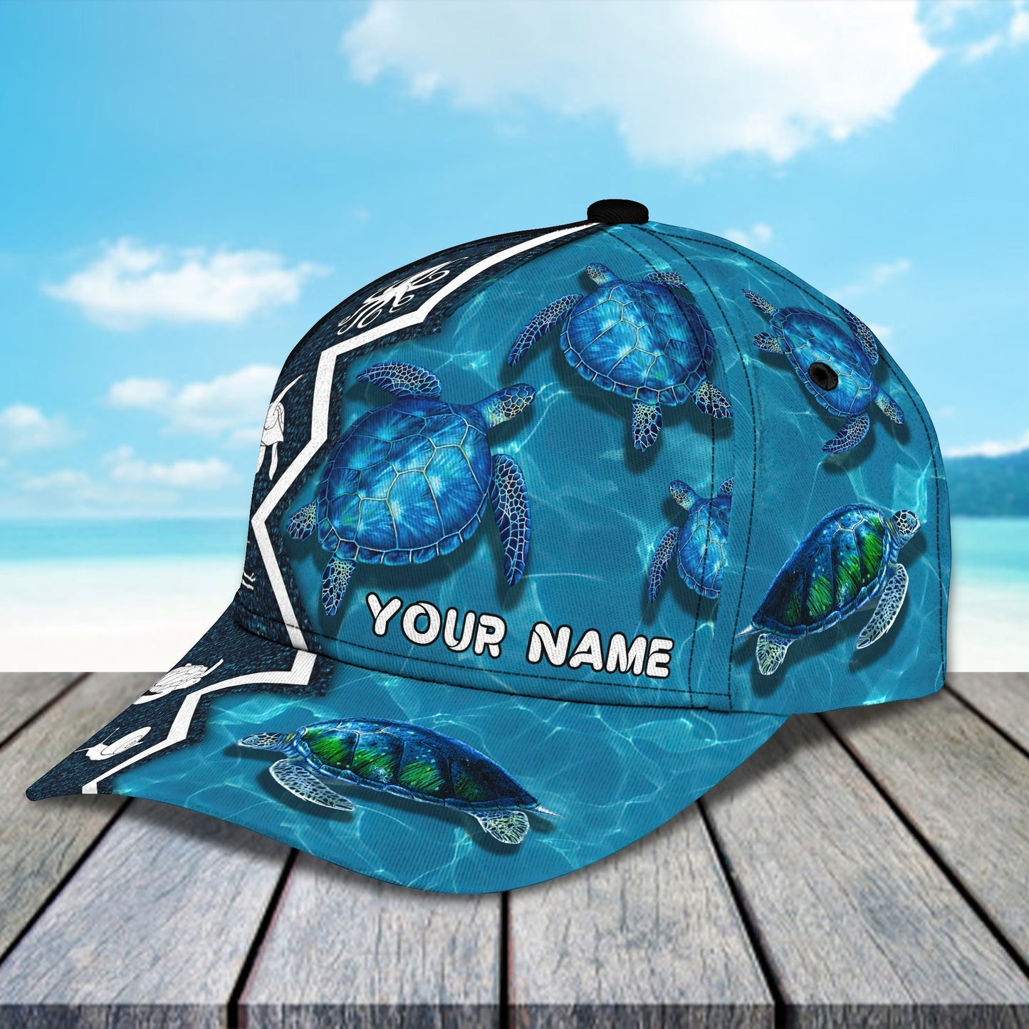 3D Classic Cap Turtle 01 Personalized Name Cap Lasfour CA1192