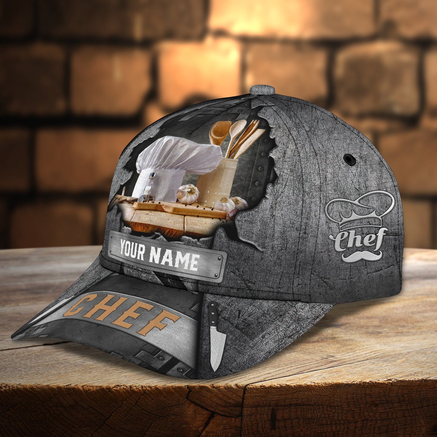 3D Classic Cap Personalized Name Cap Chef 07 Lasfour CA2415