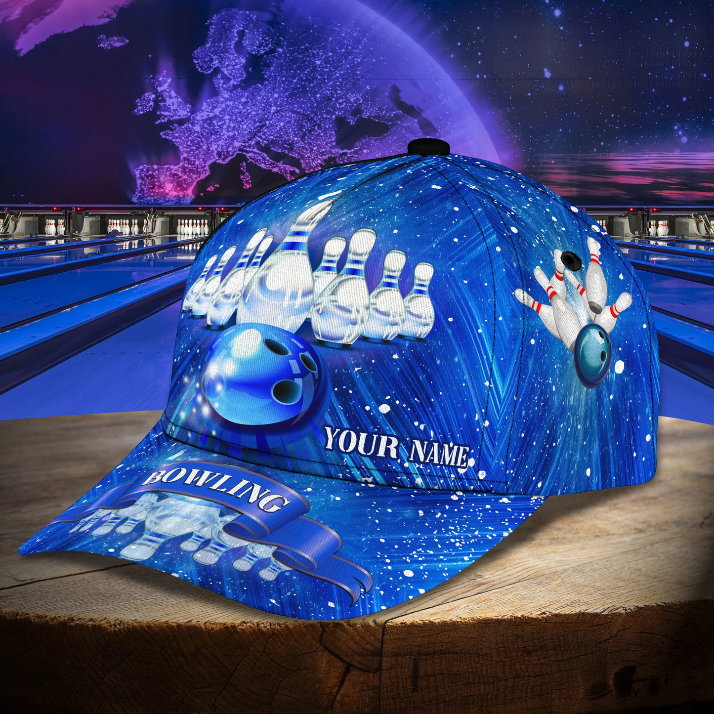 Customized Blue Bowling Cap Hat For Men Women, Bowling Team Classic Cap Hat, Best Gift For Bowler CO1066