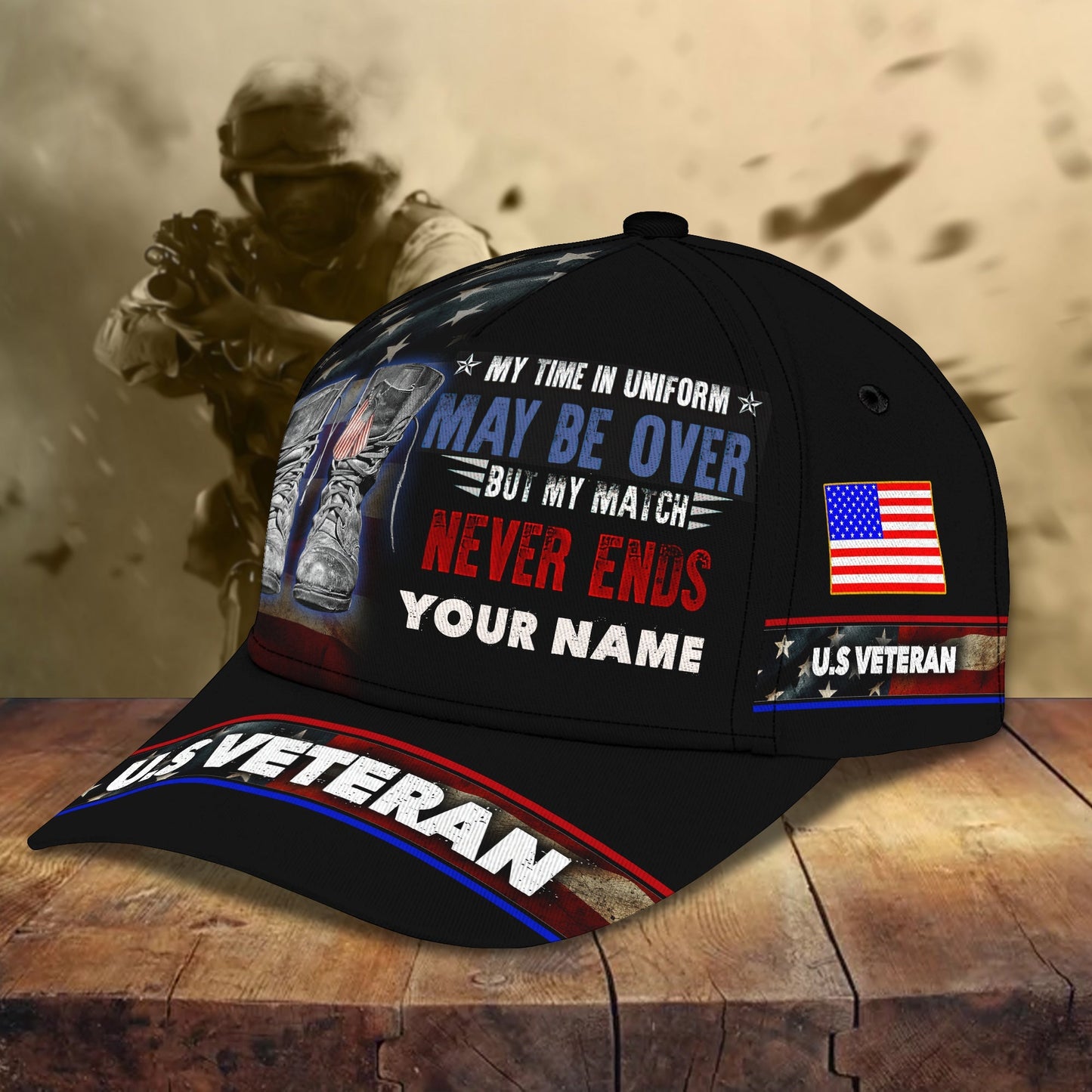 3D Classic Cap Veteran Personalized Name Cap 03 Lasfour CA2396