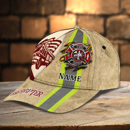 Custom With Name Fire Man Baseball Cap, Classic 3D Full Print Hat Cap For Firefighters CO0409