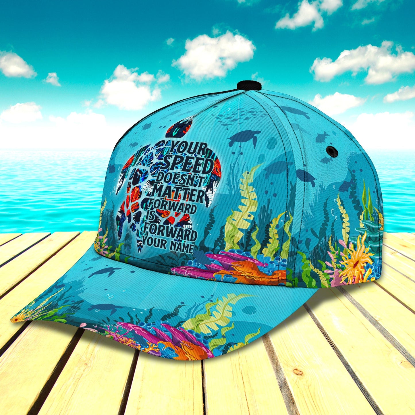 3D Classic Cap Sea Turtle Personalized Name Cap Namacap073 Lasfour CA1388