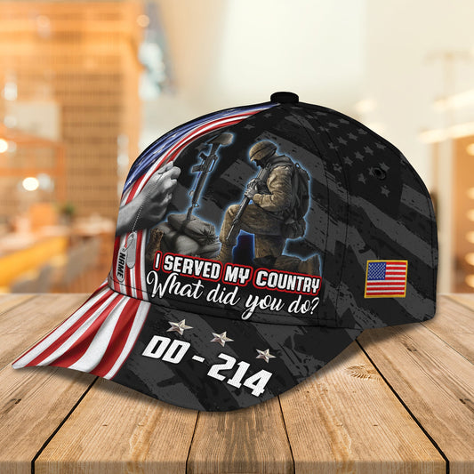 3D Classic Cap Veteran 03 Personalized Name Cap 217 Lasfour CA1236