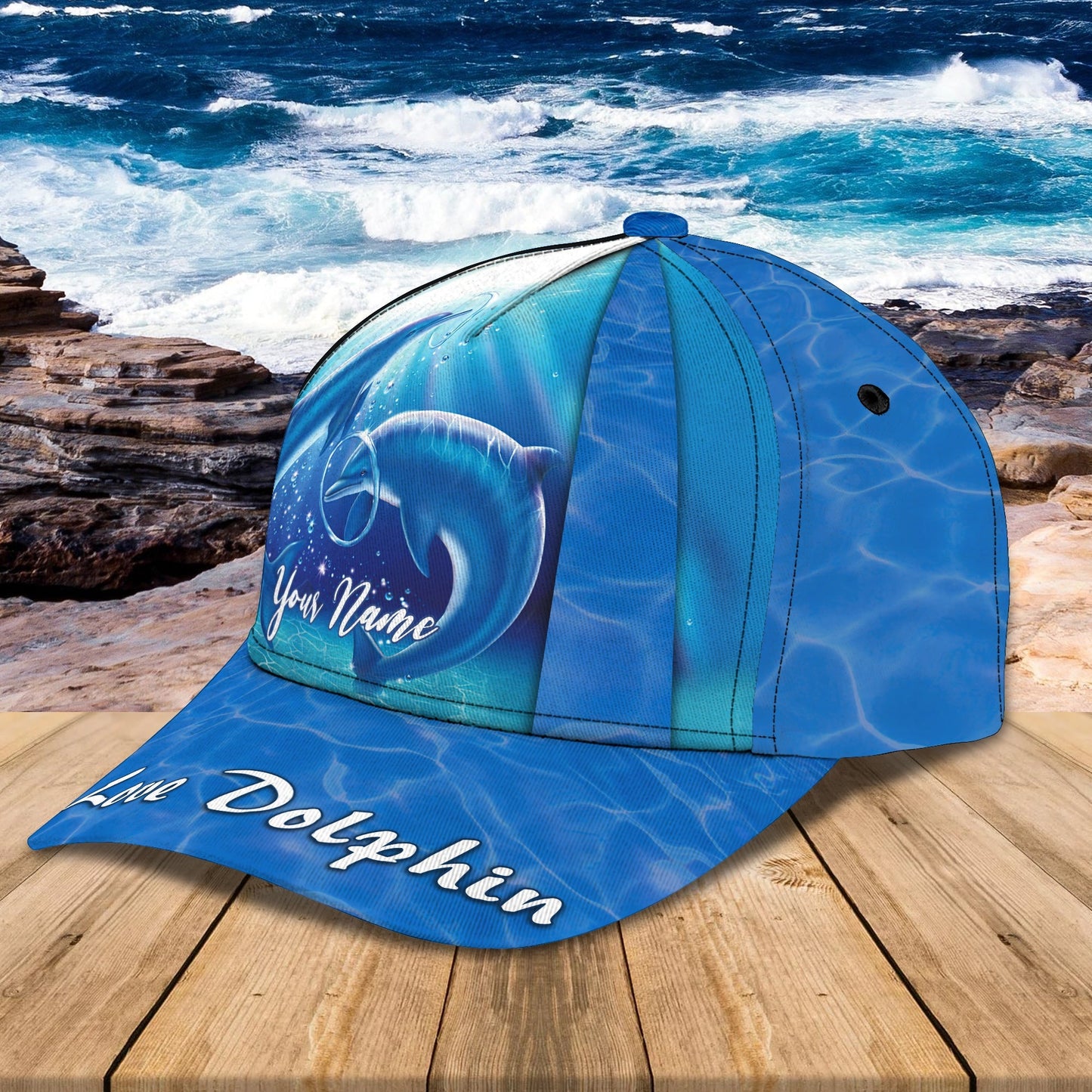 3D Classic Cap Love Dolphin Personalize Name Cap02 Lasfour CA1849