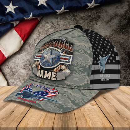 3D Classic Cap Air Force Veteran 2 Personalized Name Cap CA0014