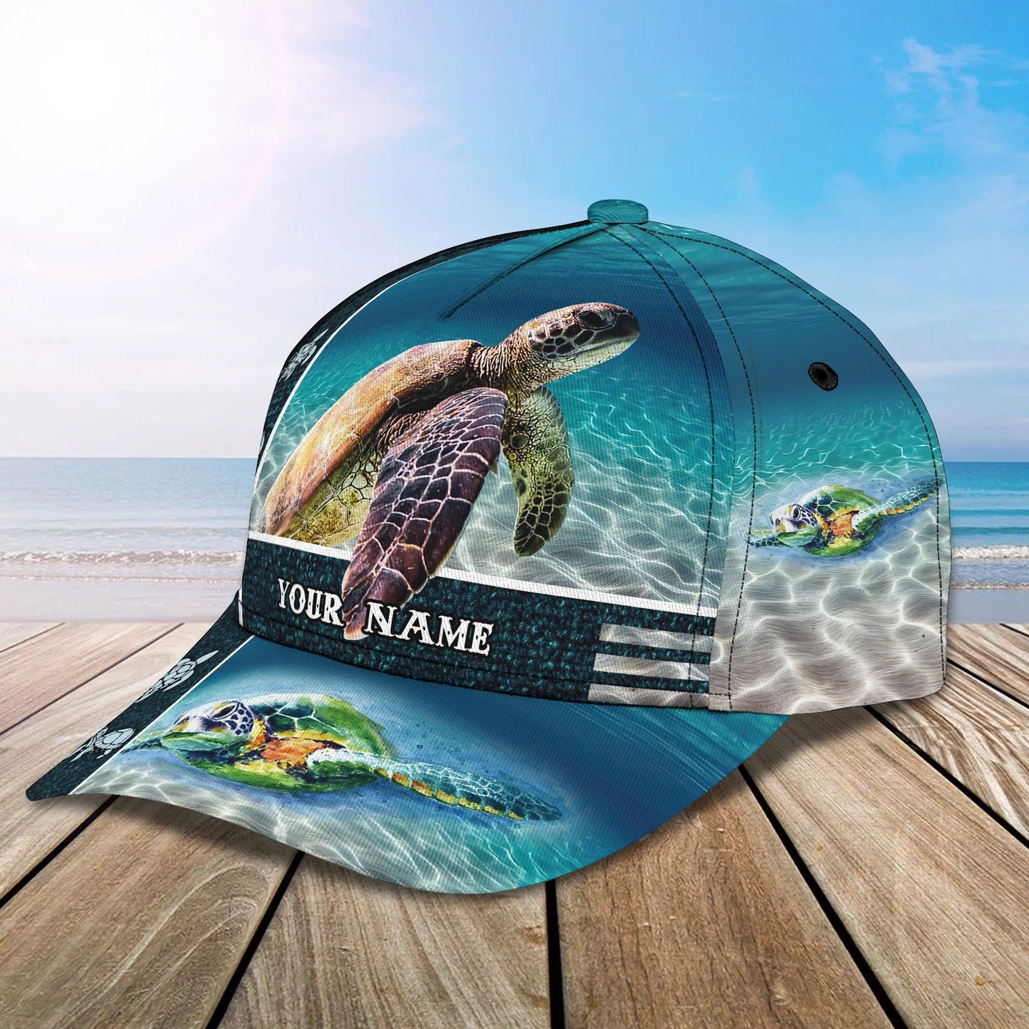 3D Classic Cap Turtle 02Personalized Name Cap Lasfour CA1140