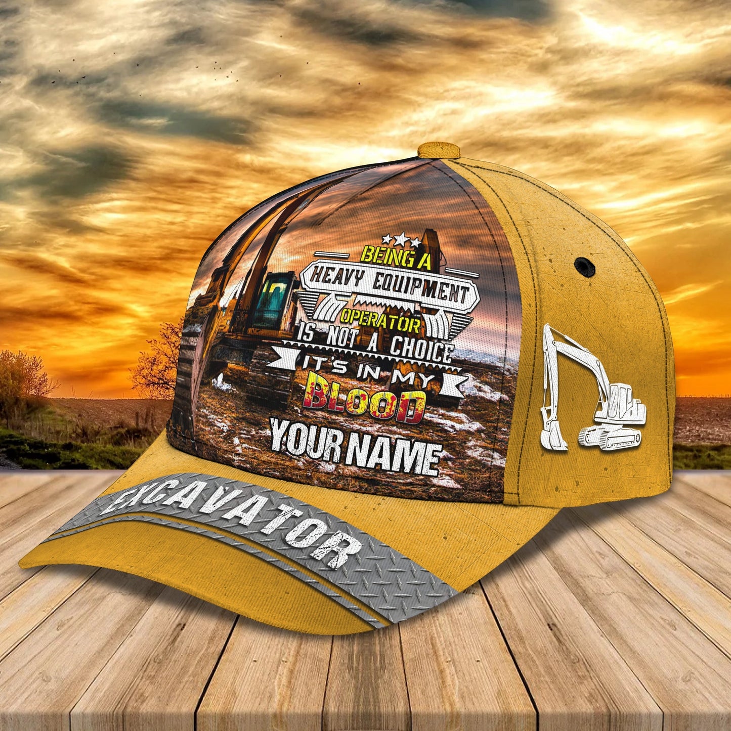 3D Classic Cap Excavator Personalized Name Cap 39 Lasfour CA1172