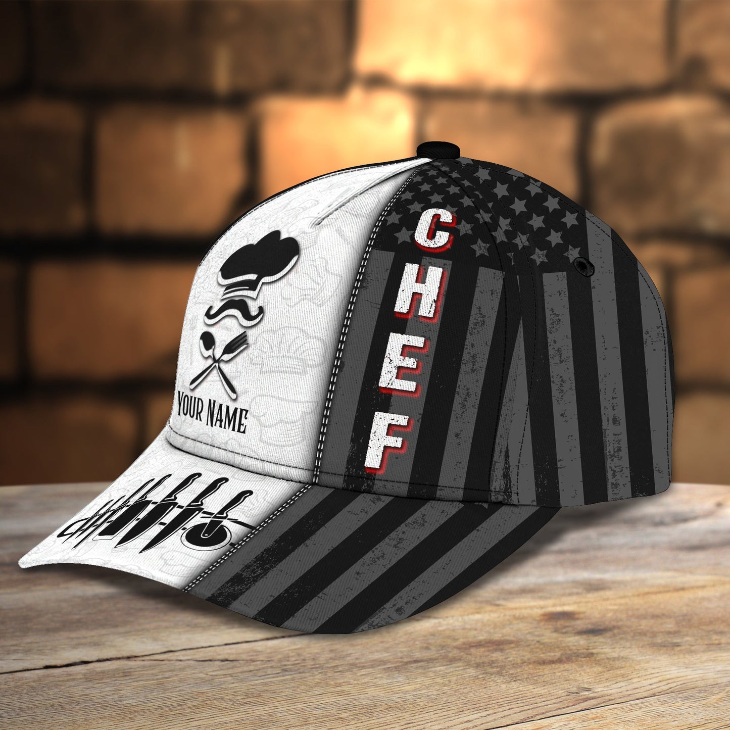 3D Classic Cap Personalized Name Cap Chef 08 Lasfour CA0958