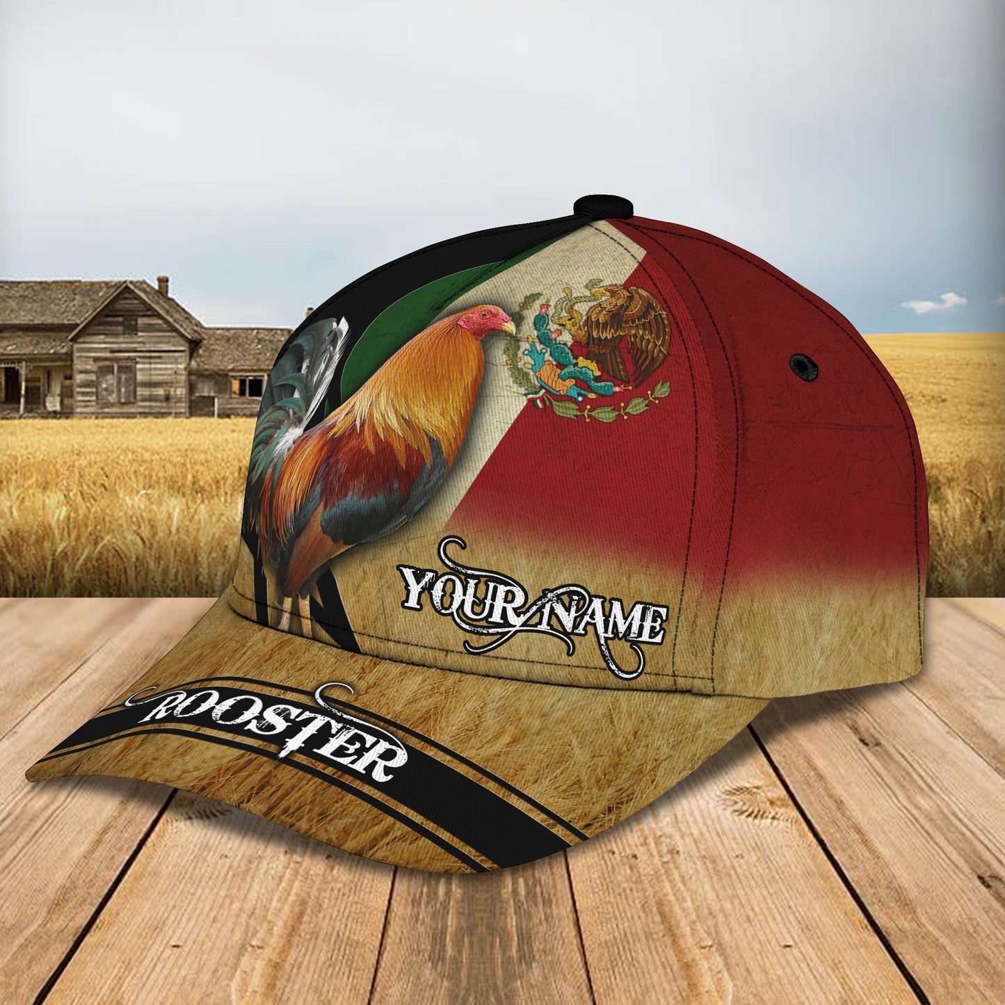 3D Classic Cap Rooster 01 Personalized Name Cap Lasfour CA1314