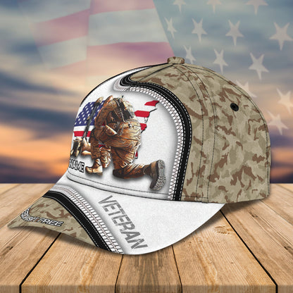 3D Classic Cap Veteran Us Personalized Name Cap Lasfour CA1018