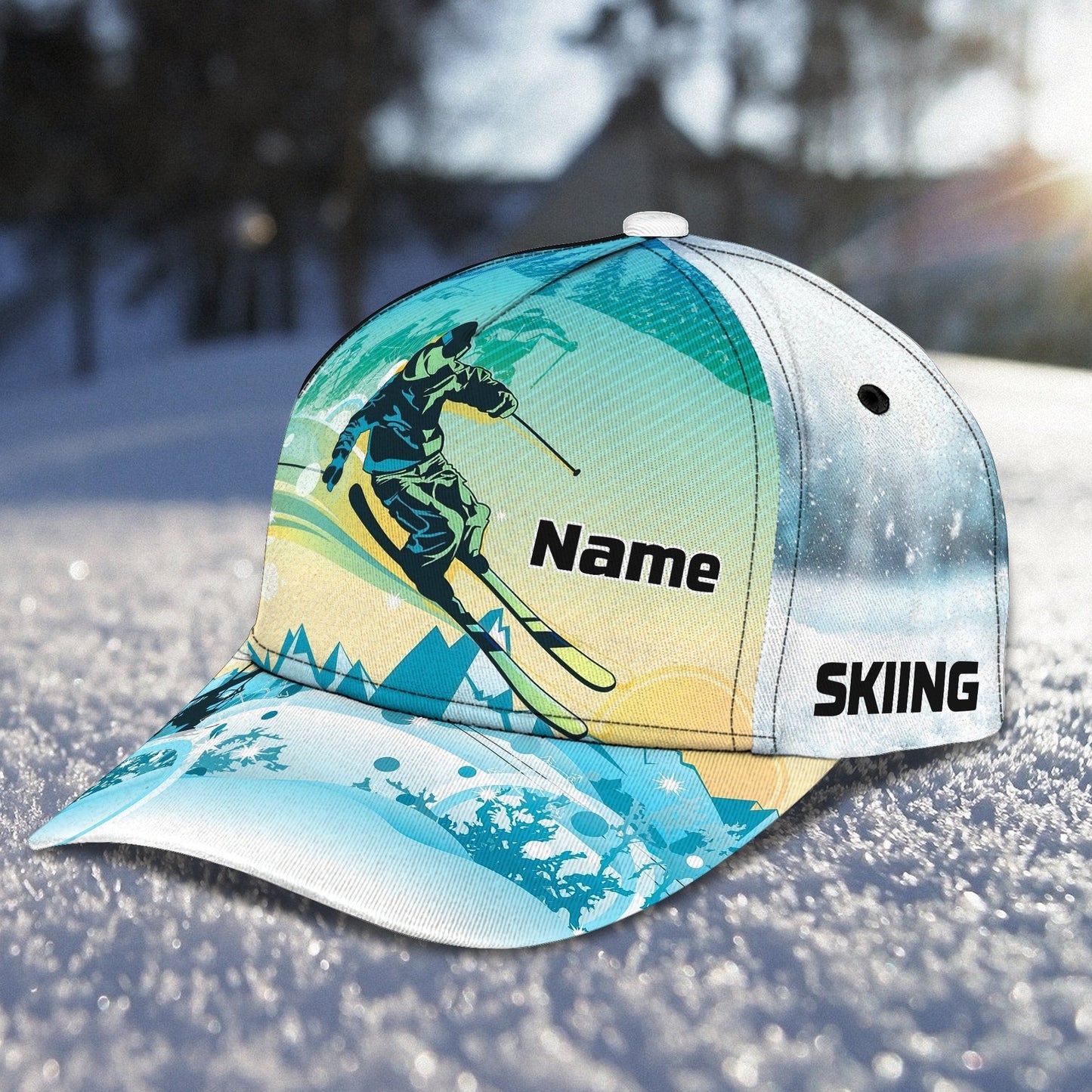 3D Classic Cap Skiing 2Personalized Name Cap 74 Lasfour CA2023