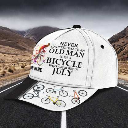 3D Classic Cap Old Man With A Bicycle Personalized Name Cap Lasfour CA0879