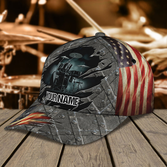 3D Classic Cap U.S Drum Personalized Name Cap Lasfour CA1488