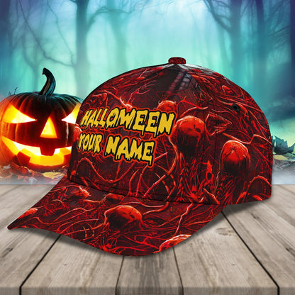 Skull Halloween Hats Custom Name Baseball Cap 3D, Hat with Adjustable Snap For Mens Women CO0996