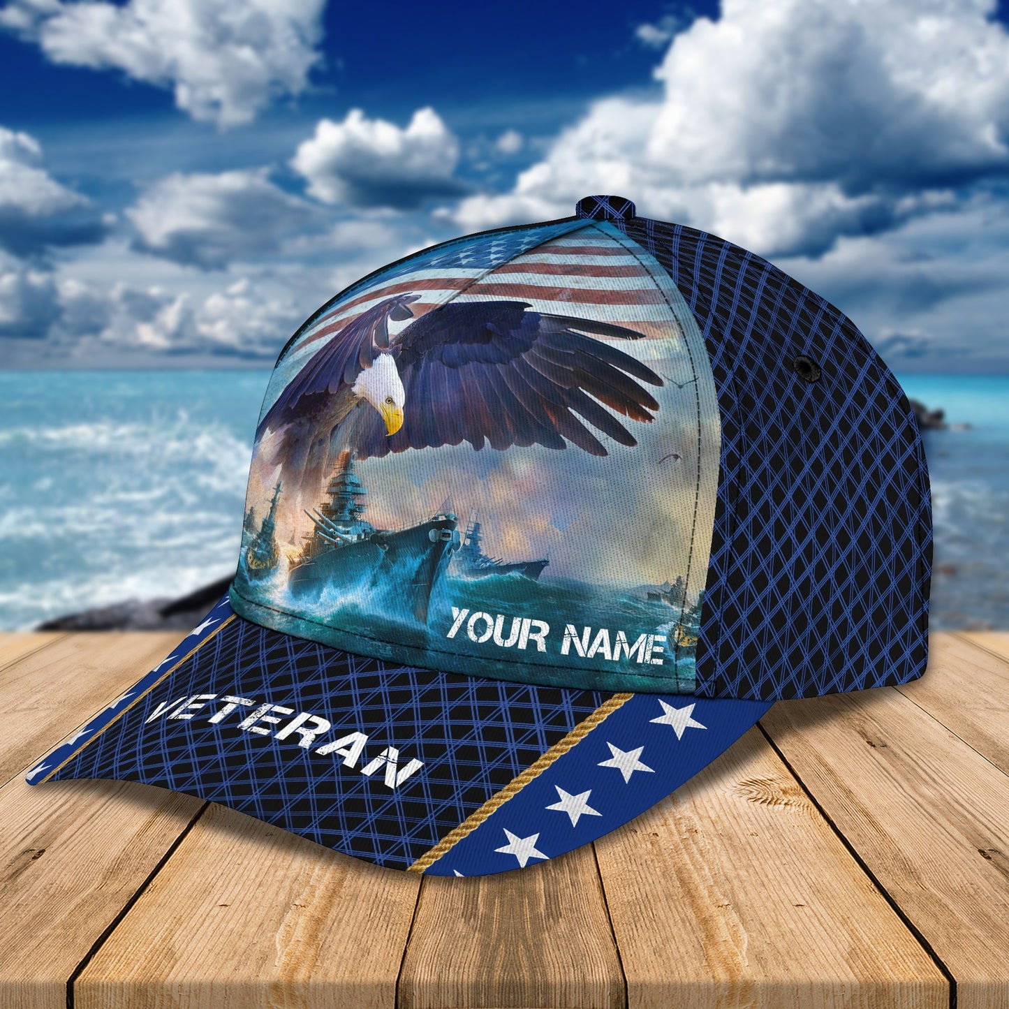 3D Classic Cap Personalized Name Cap 01 Veteran Navy Lasfour CA2447