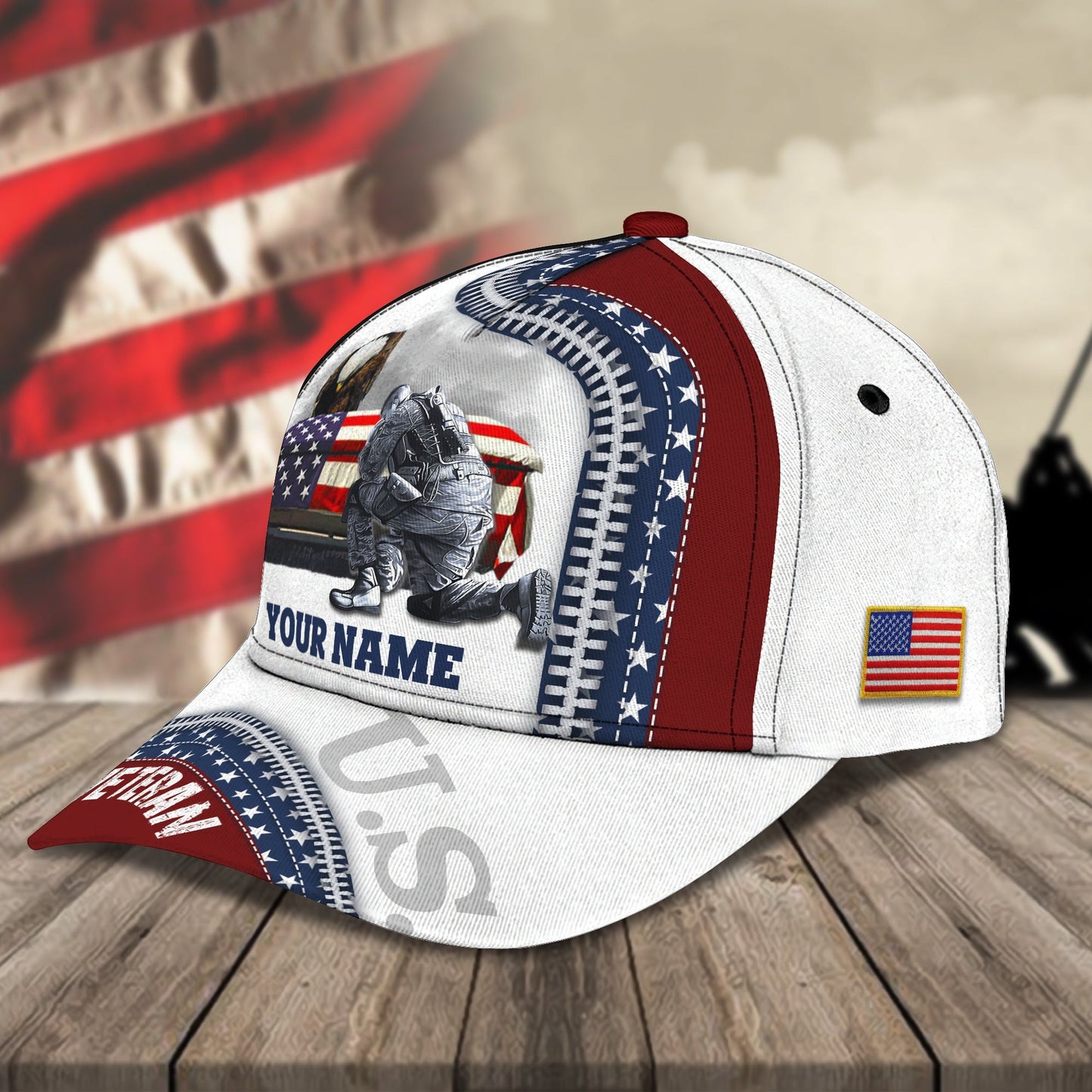 3D Classic Cap Veteran Personalized Name Cap Lasfour CA2061