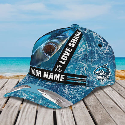 3D Classic Cap Shark 04 Personalized Name Cap Lasfour CA1262