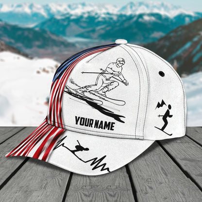 3D Classic Cap Skiing Personalized Name Cap Lasfour CA2026