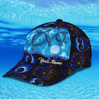 3D Classic Cap Blue Turtle Personalized Name Cap Namah20 Lasfour CA1101