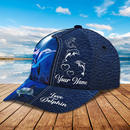 3D Classic Cap Love Dolphin Personalize Name Cap 01 Lasfour CA1876