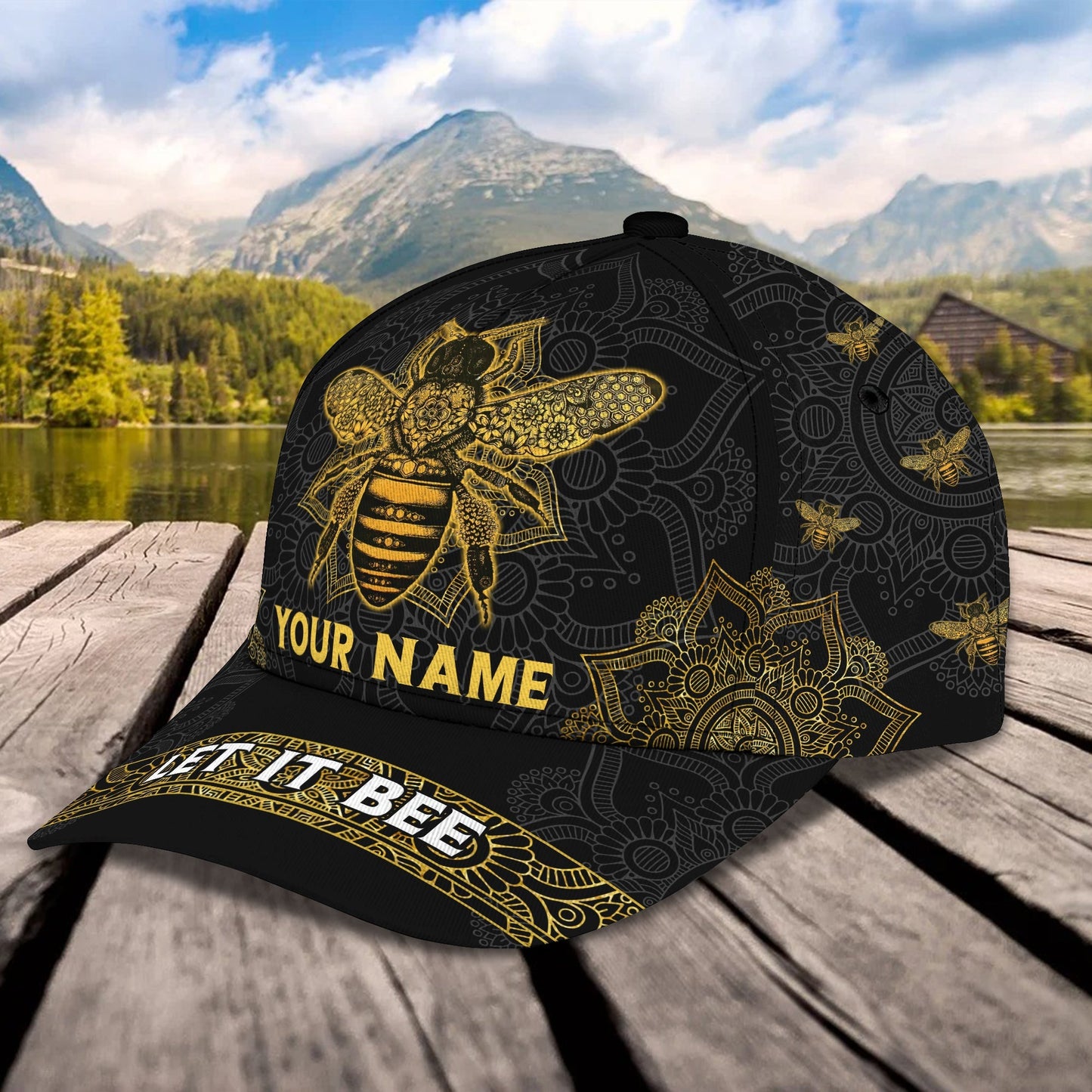 3D Classic Cap Bee Personalized Name Cap Lasfour CA2268