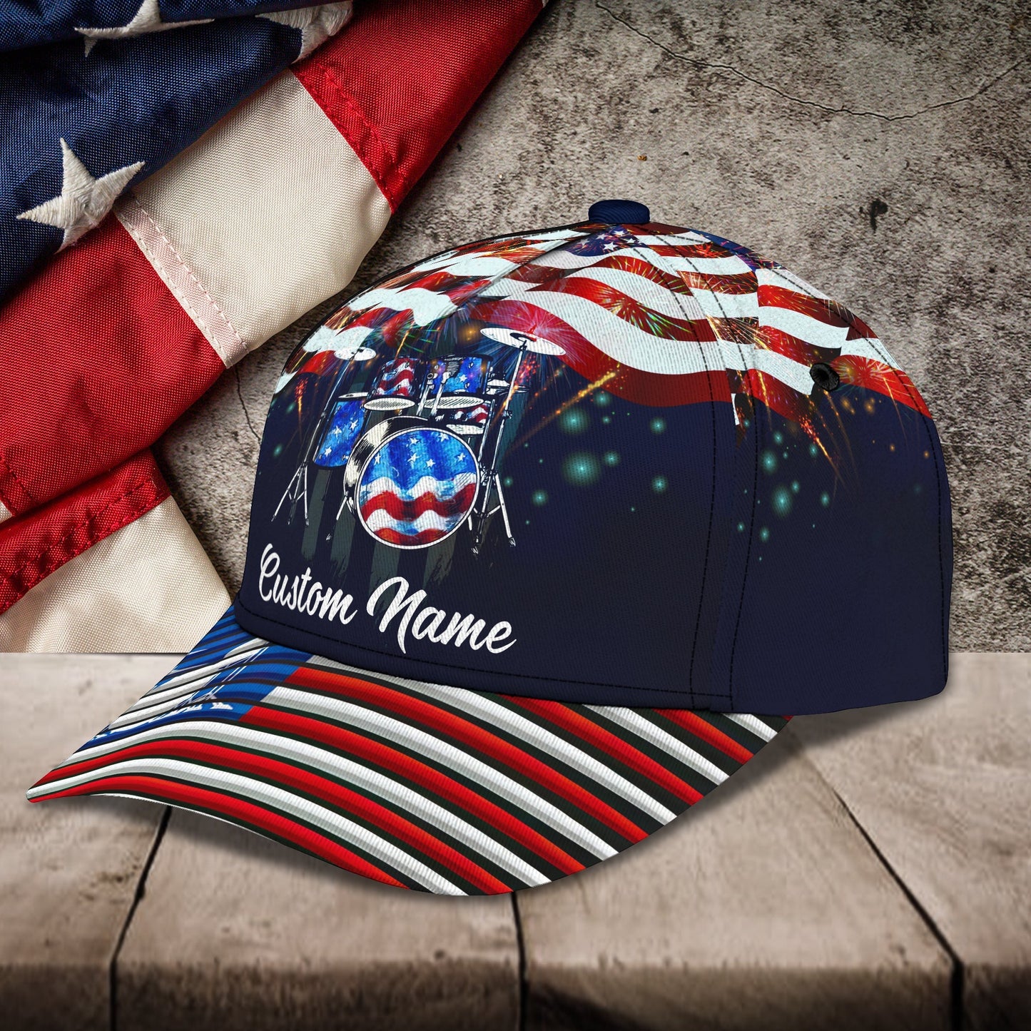 3D Classic Cap Drum Personalized Name Cap 26 Lasfour CA0798