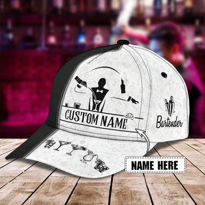 3D Classic Cap Bartender Personalized Name Cap Lasfour CA1966