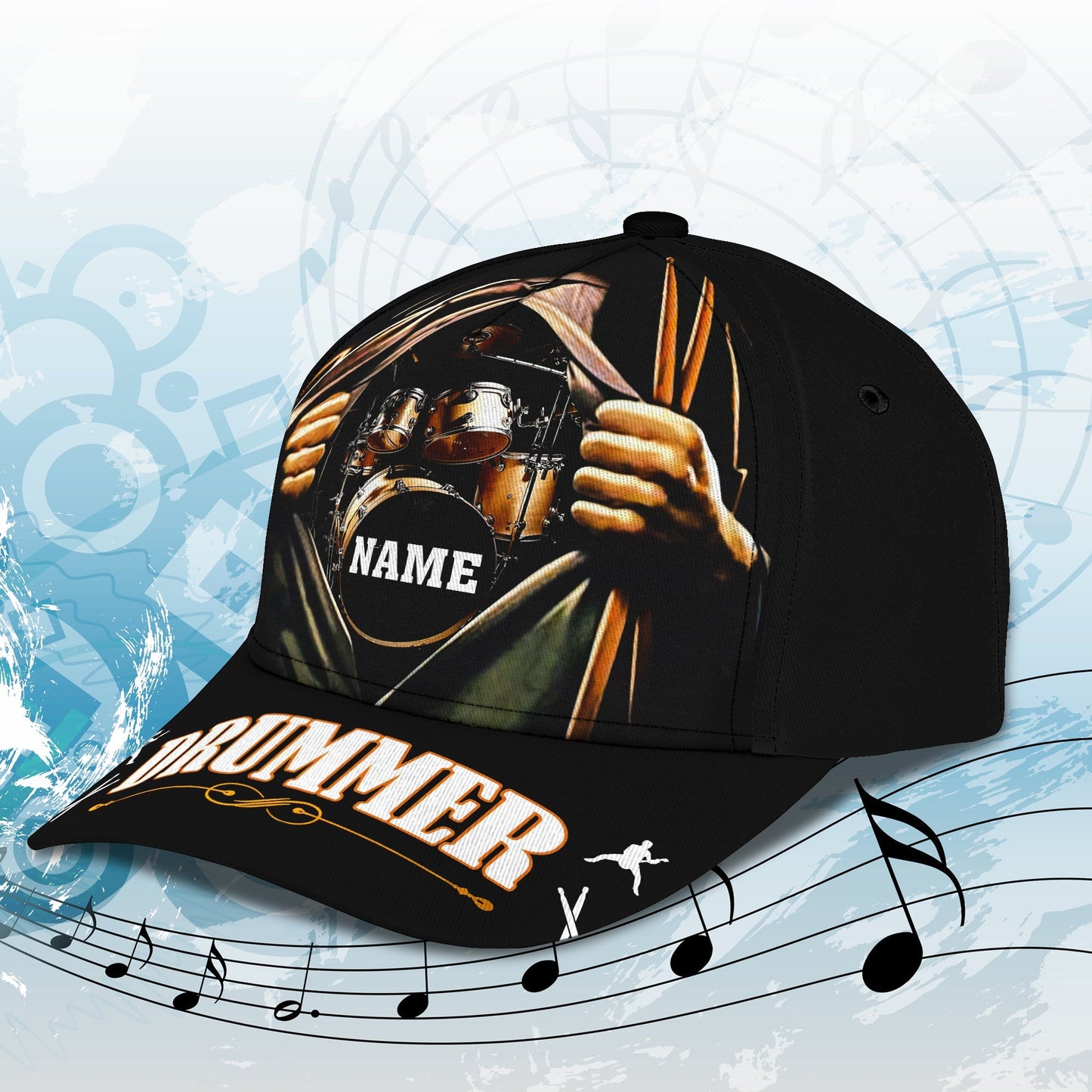 3D Classic Cap Best Drummer Personalized Name Cap 29 Lasfour CA2366