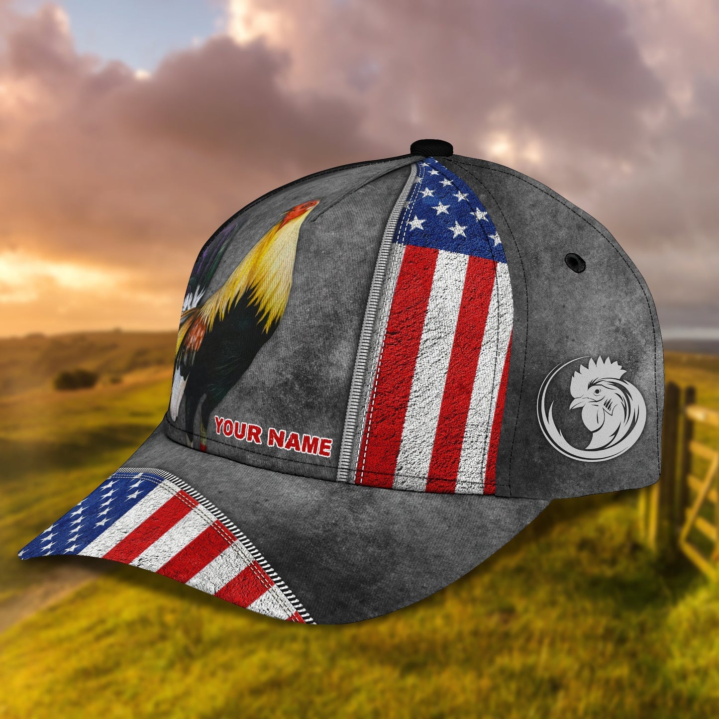 3D Classic Cap Rooster 04 Personalize Name Cap 203 Lasfour CA1068