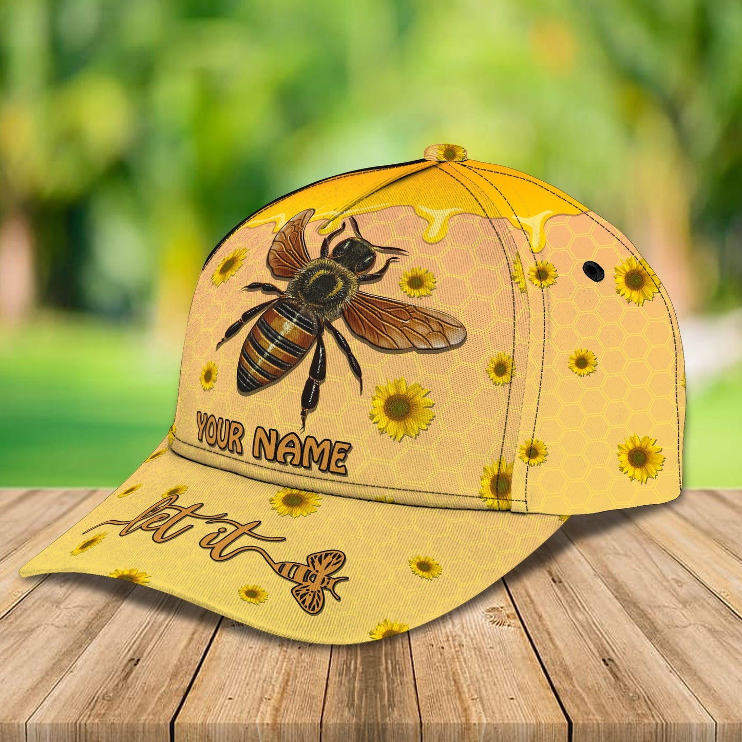 3D Classic Cap Bee 04 Personalized Name Cap Lasfour CA1789