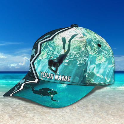 3D Classic Cap Scuba Diving Personalized Name Cap Lasfour CA1776