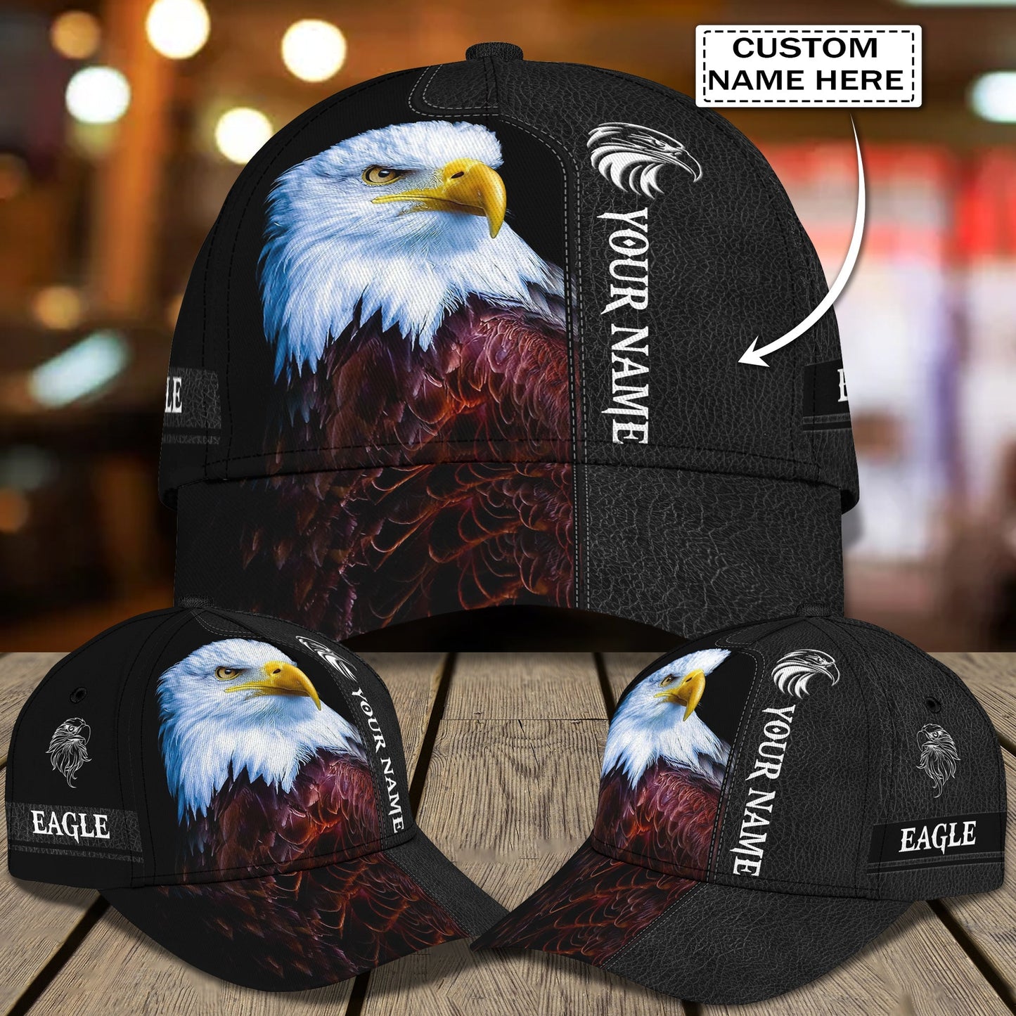 3D Classic Cap America Egagle Personalized Name Cap 01Lasfour CA1460