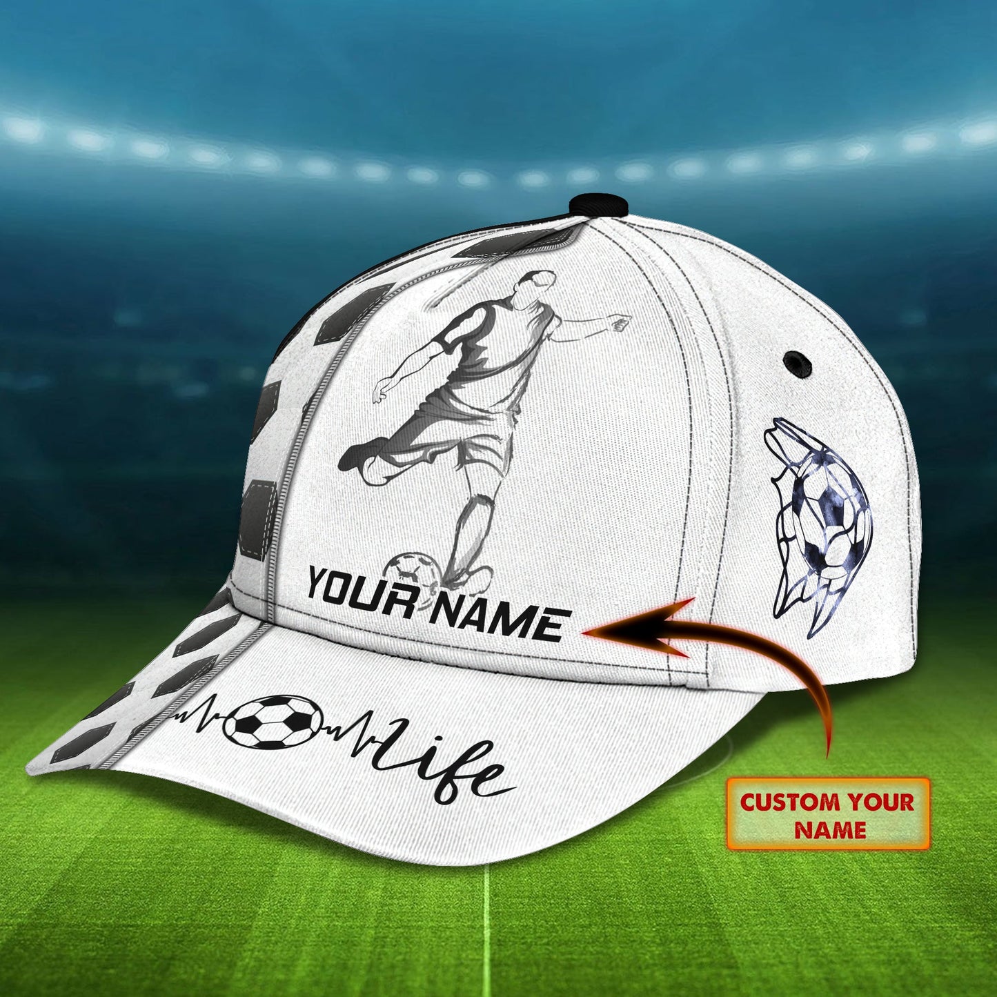 3D Classic Cap Soccer Personalized Name Cap Nama262 Lasfour CA1405