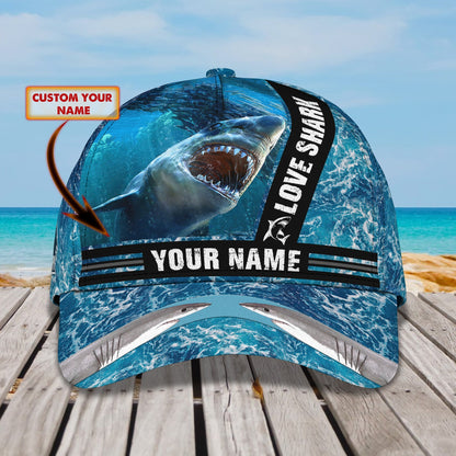 3D Classic Cap Shark 04 Personalized Name Cap Lasfour CA1262