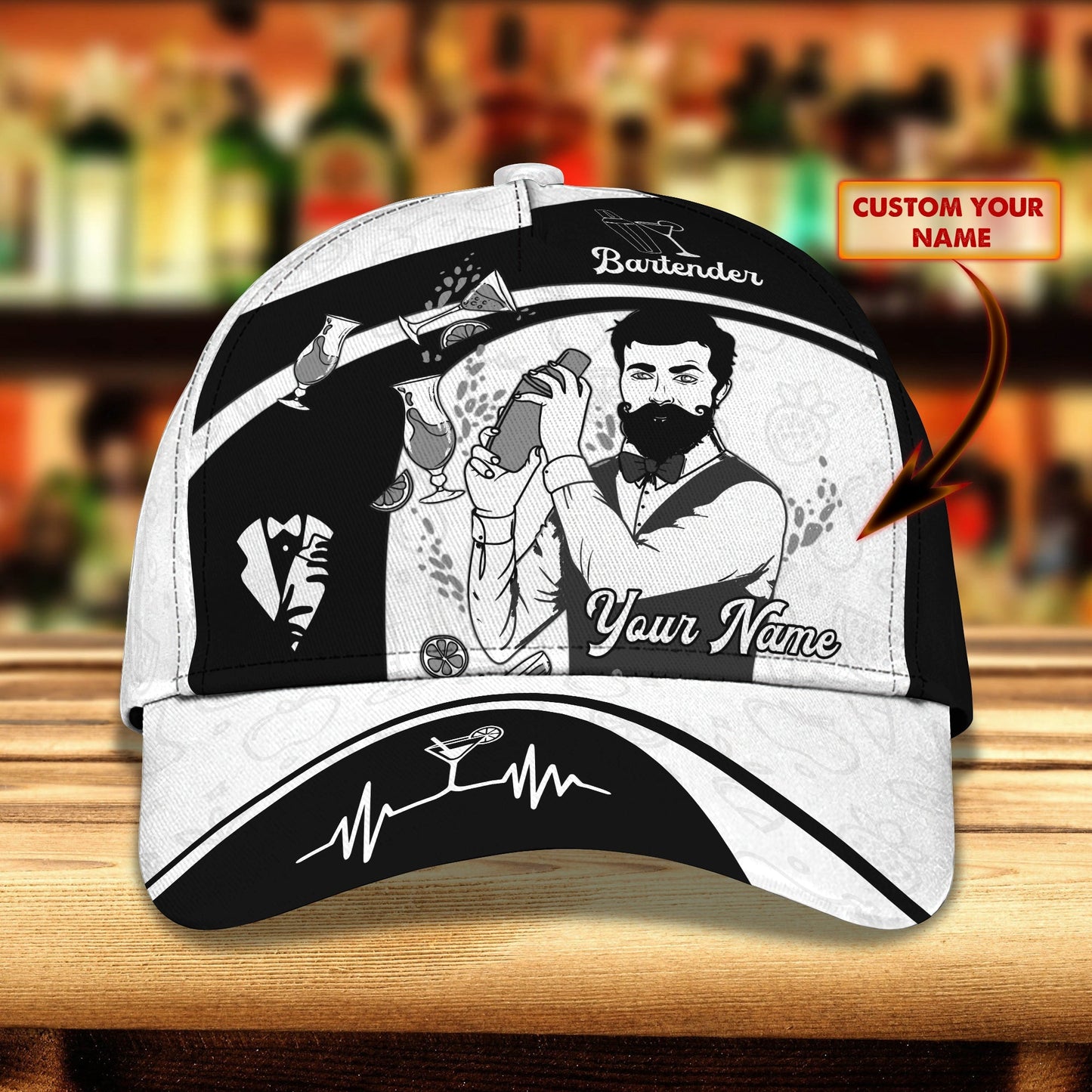 3D Classic Cap Bartender Personalized Name Cap Lasfour CA1338