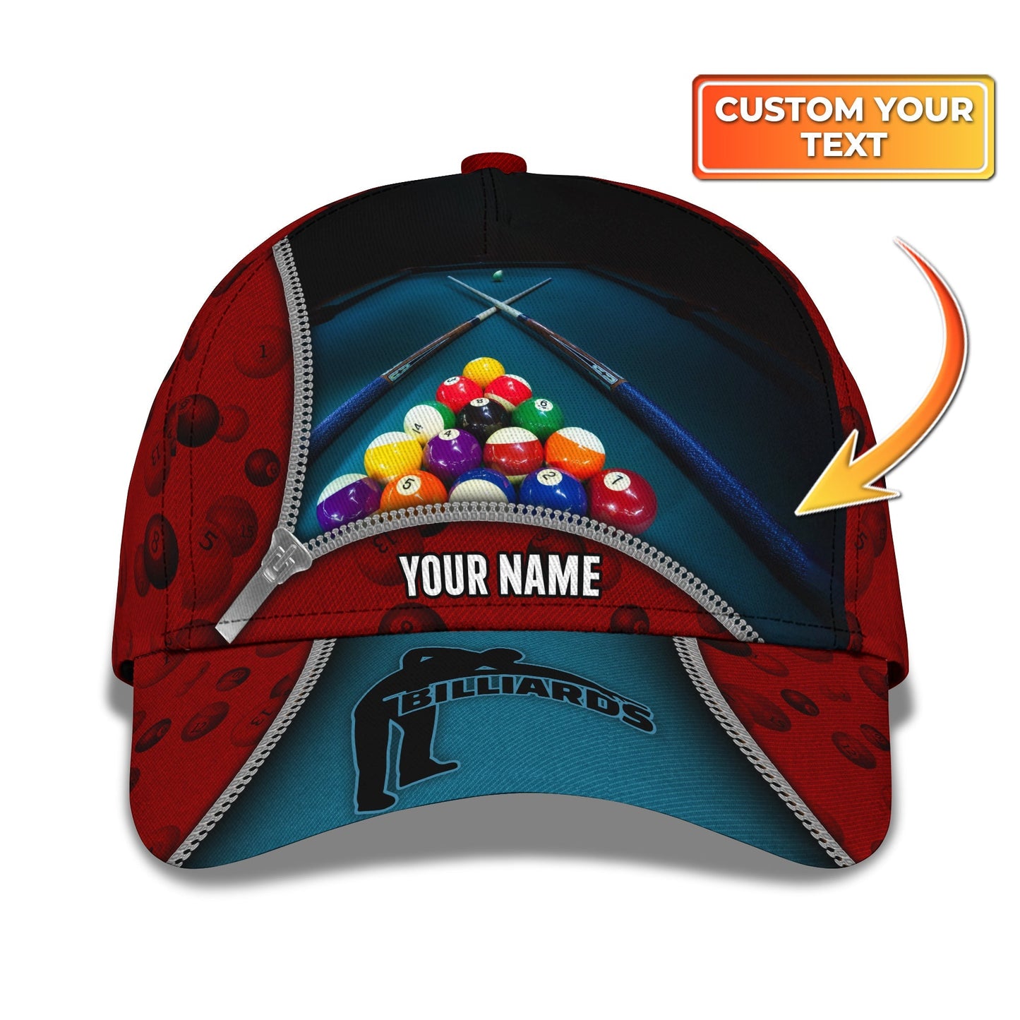 3D Classic Cap Billiard Personalized Name Cap 836 Lasfour CA2102